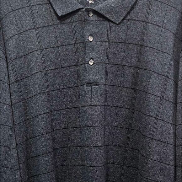 Van Heusen Studio Blue w/Big Black Checks Men's Sweater Polo-Style Shirt 2XLT - Picture 3 of 5